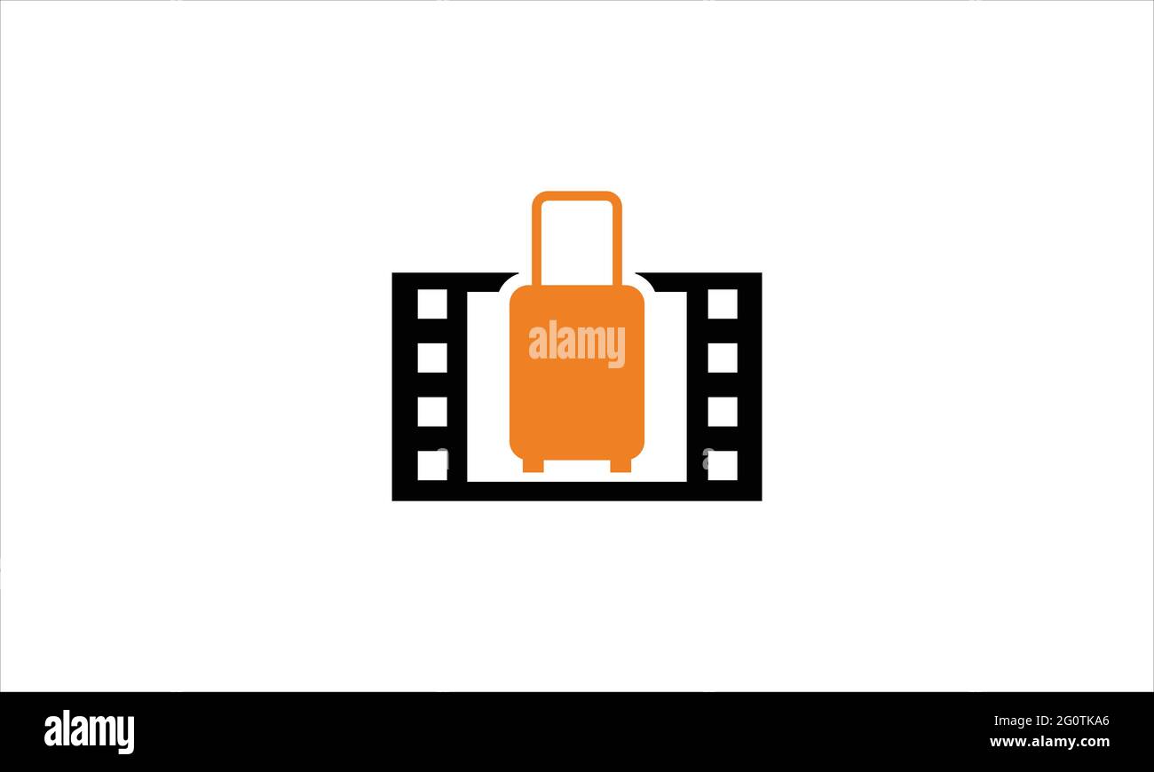 Luggage icon inside film movie icon logo design illustration Stock Vector