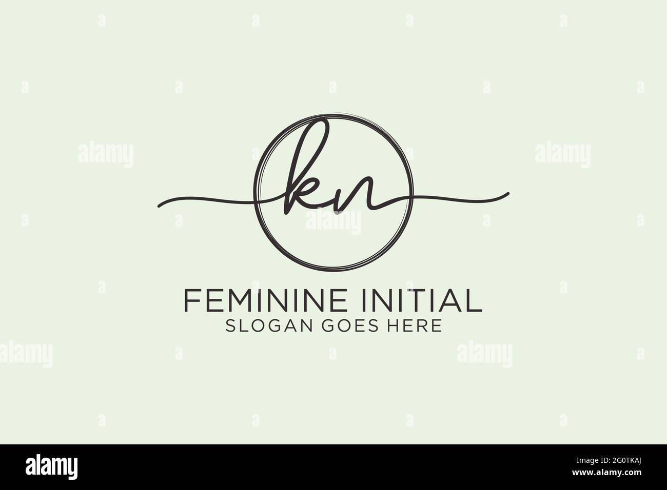 KN handwriting logo with circle template vector logo of initial ...