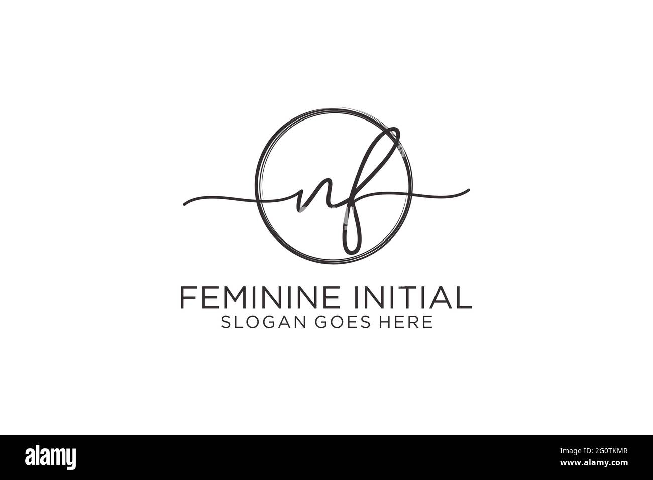 NF handwriting logo with circle template vector logo of initial ...