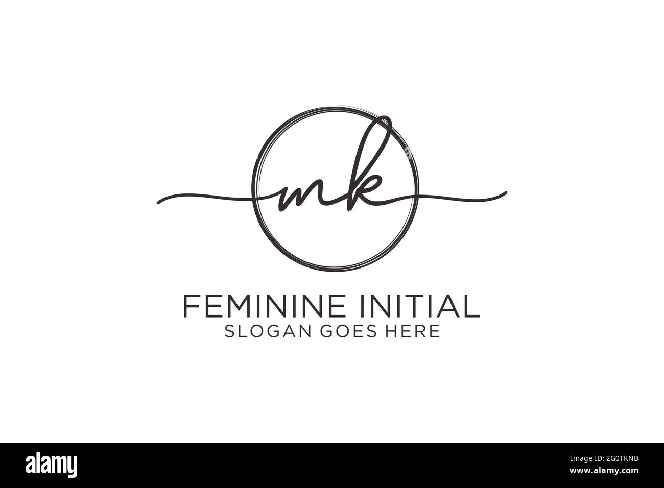 MK handwriting logo with circle template vector logo of initial ...