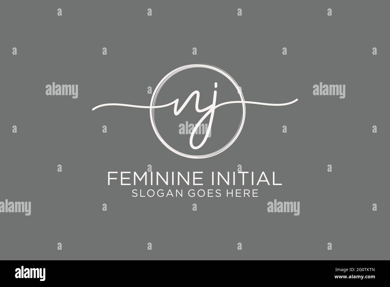 NJ handwriting logo with circle template vector logo of initial ...