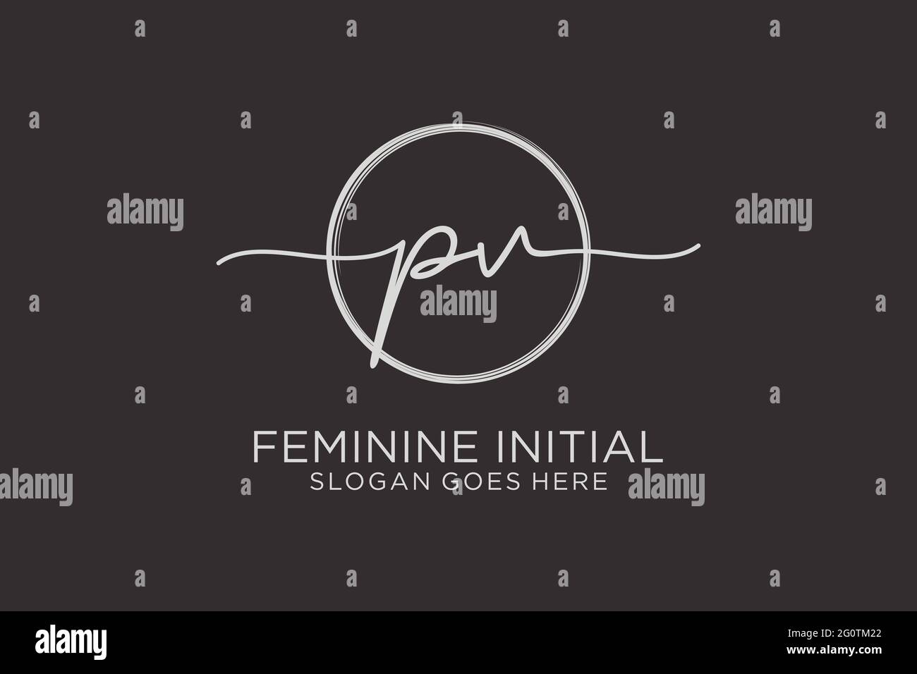 PV handwriting logo with circle template vector logo of initial ...