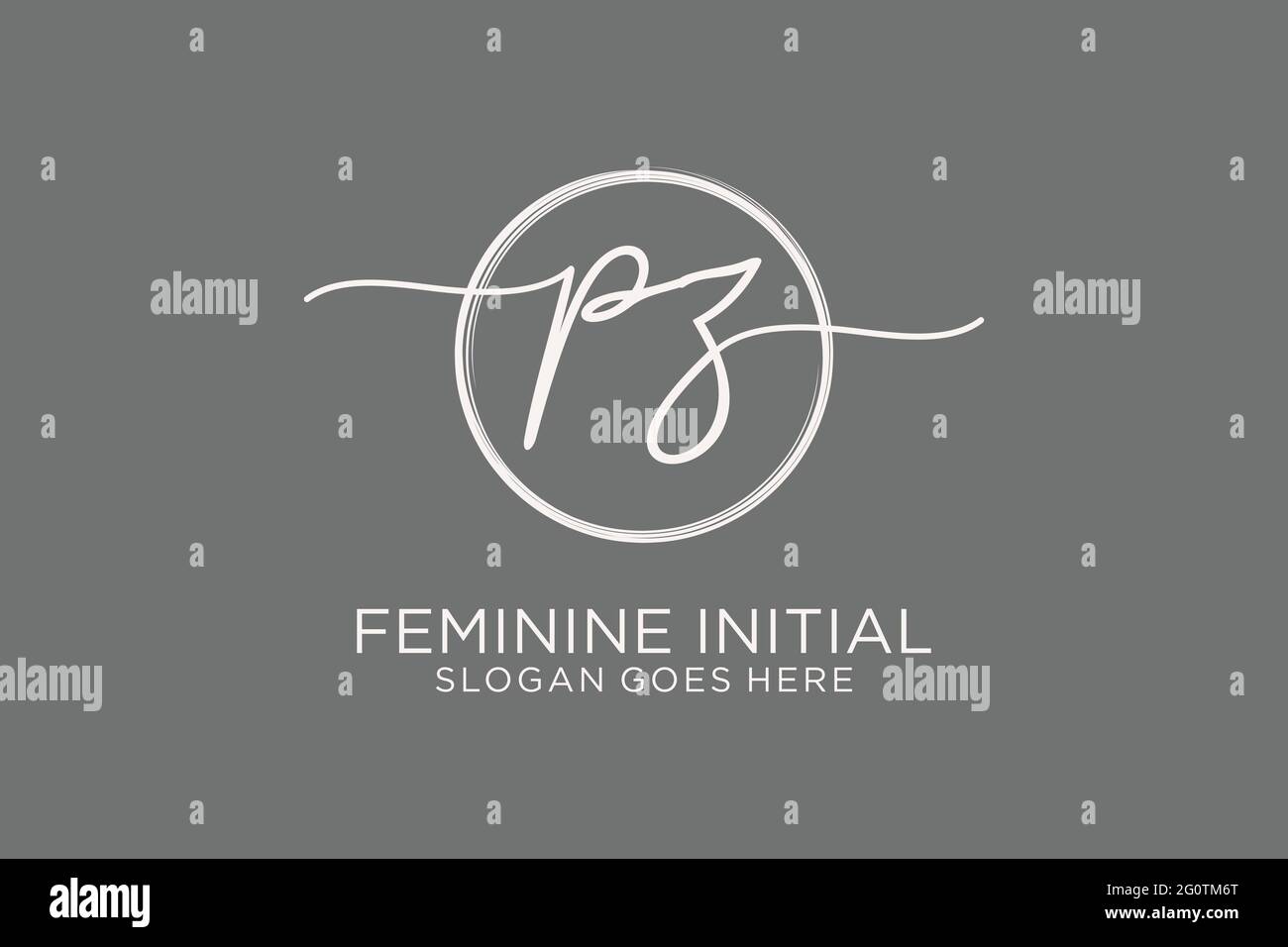 PZ handwriting logo with circle template vector logo of initial ...