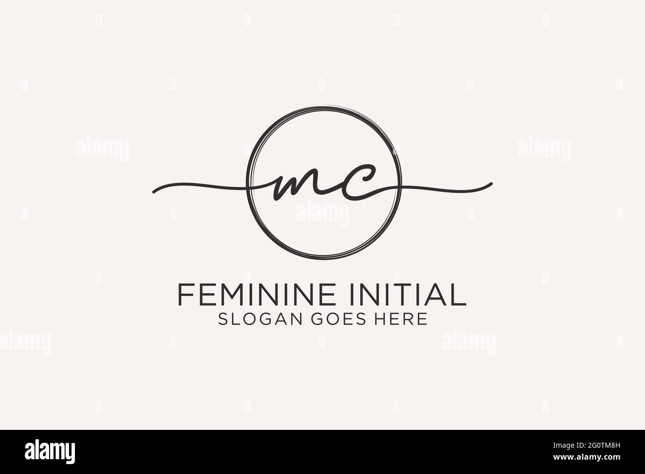 MC handwriting logo with circle template vector logo of initial signature, wedding, fashion, floral and botanical with creative template. Stock Vector