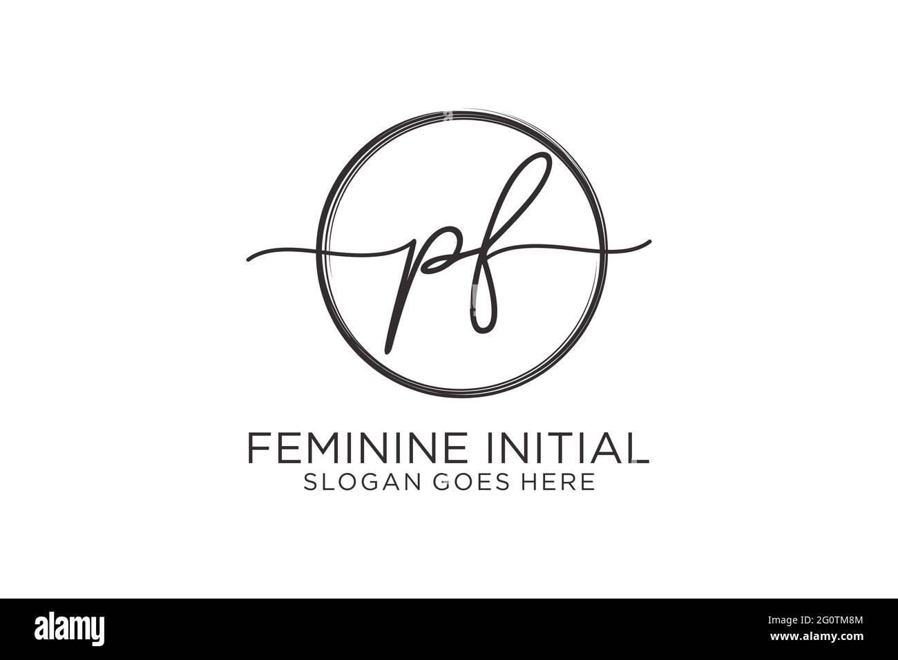 PF handwriting logo with circle template vector logo of initial ...