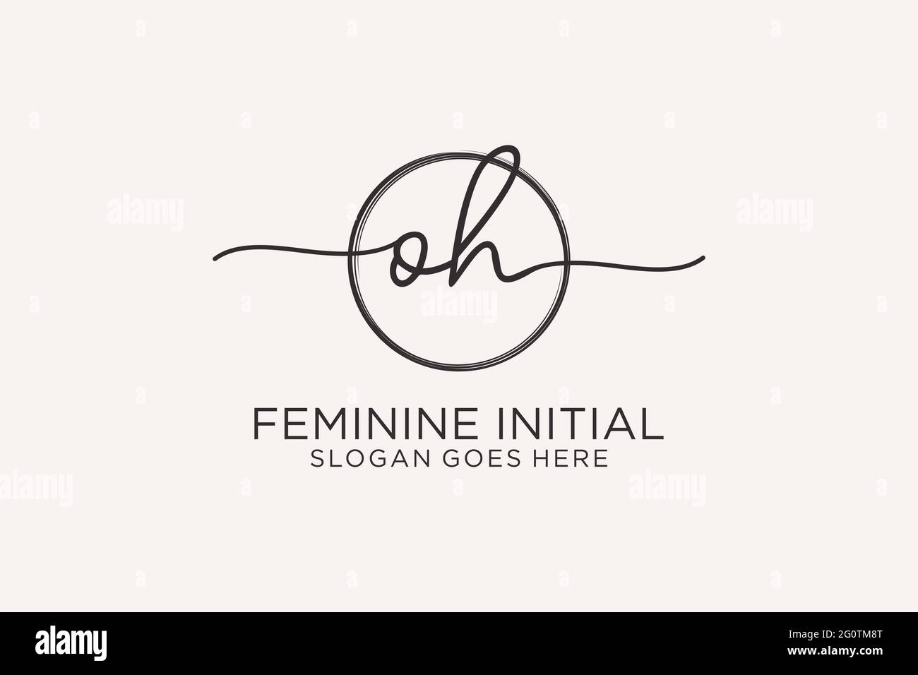 OH handwriting logo with circle template vector logo of initial ...