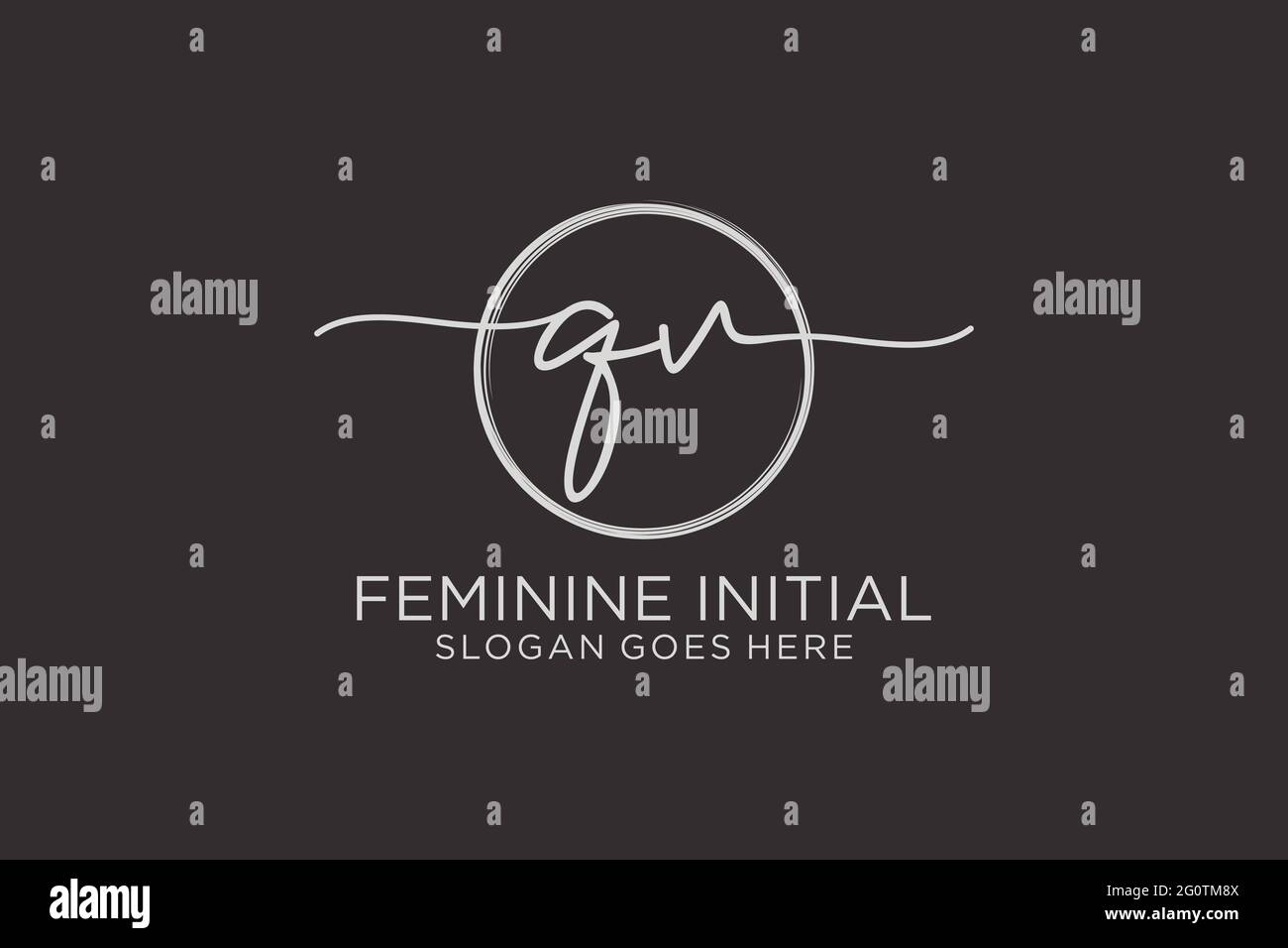 QV handwriting logo with circle template vector logo of initial ...