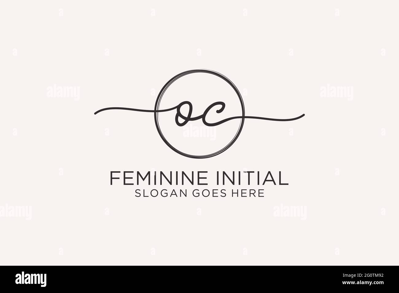OC handwriting logo with circle template vector logo of initial ...