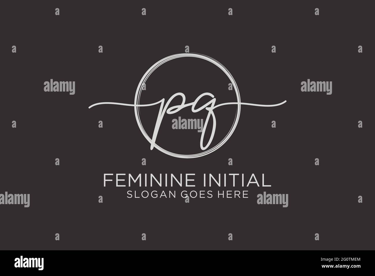 PQ handwriting logo with circle template vector logo of initial ...