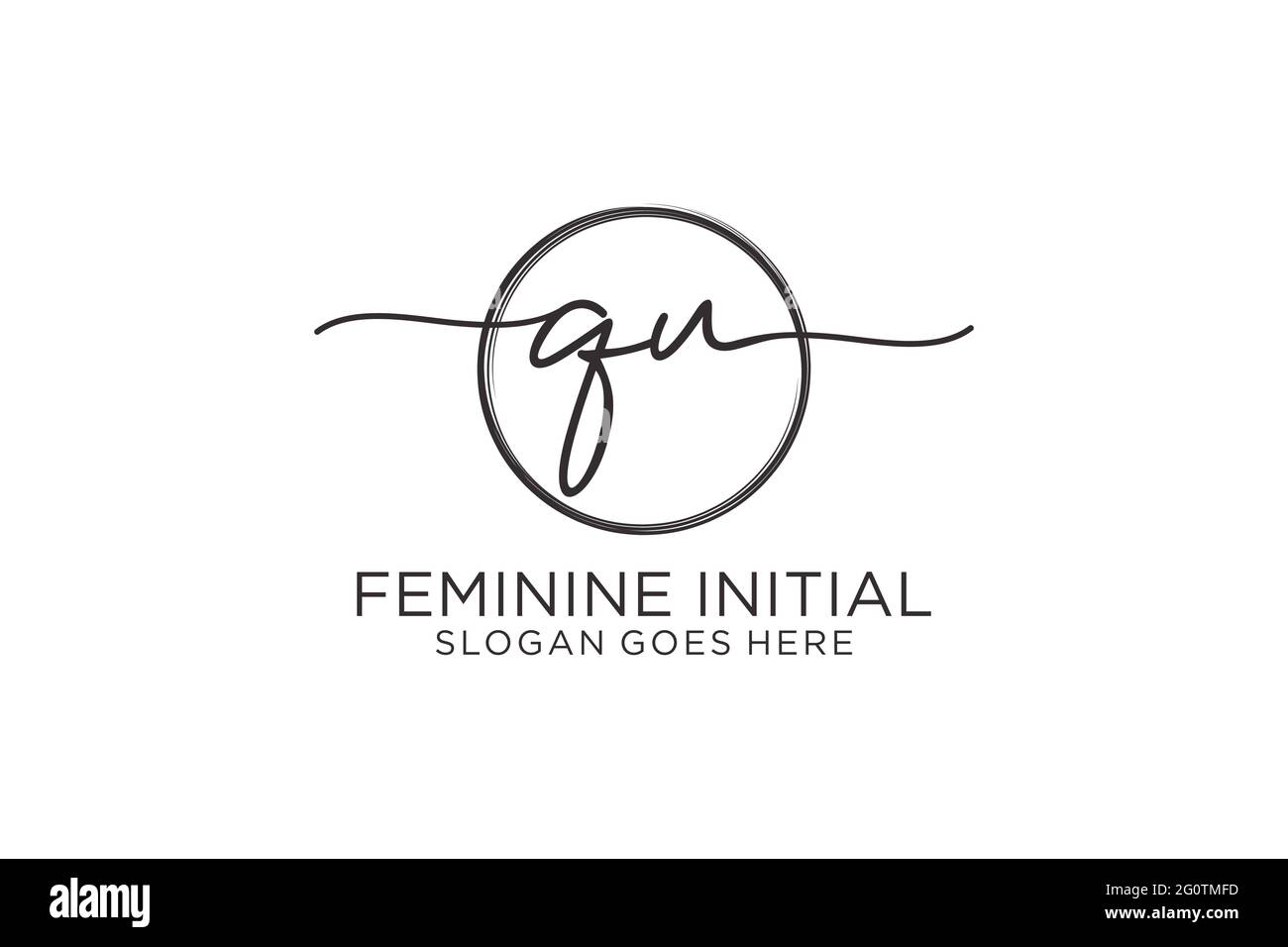 QU handwriting logo with circle template vector logo of initial ...