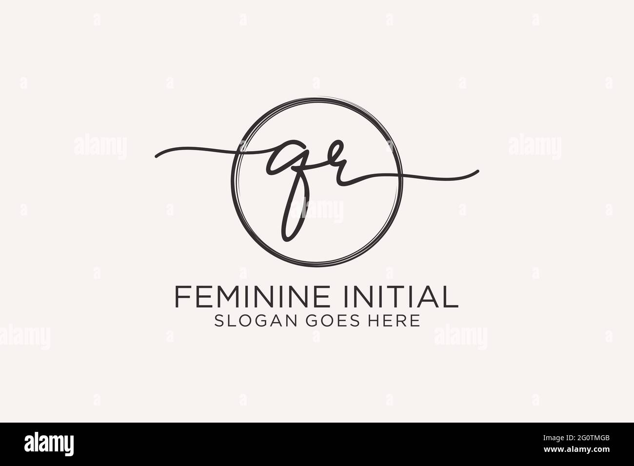 QR handwriting logo with circle template vector logo of initial ...