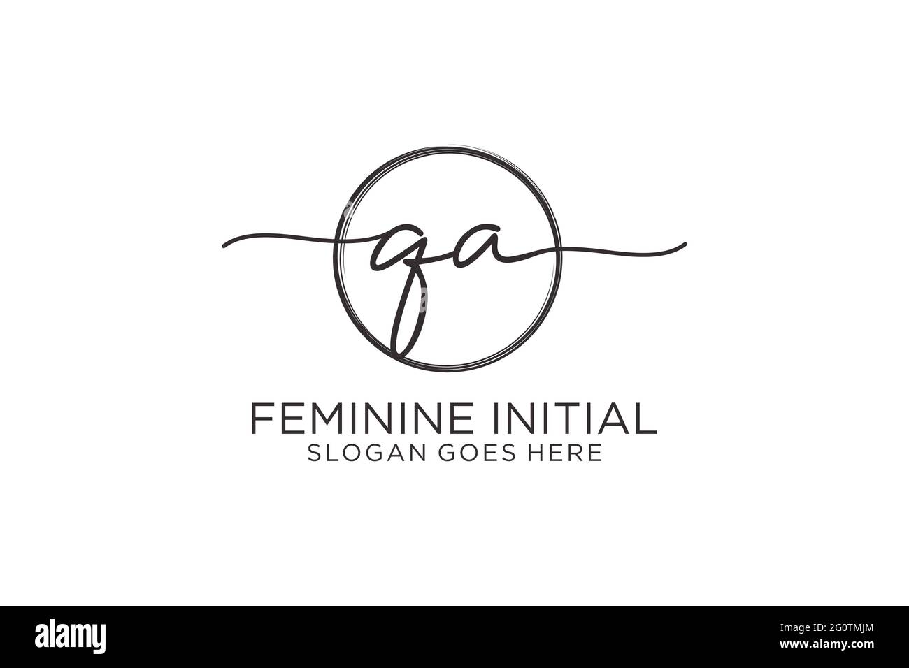 QA handwriting logo with circle template vector logo of initial signature, wedding, fashion, floral and botanical with creative template. Stock Vector