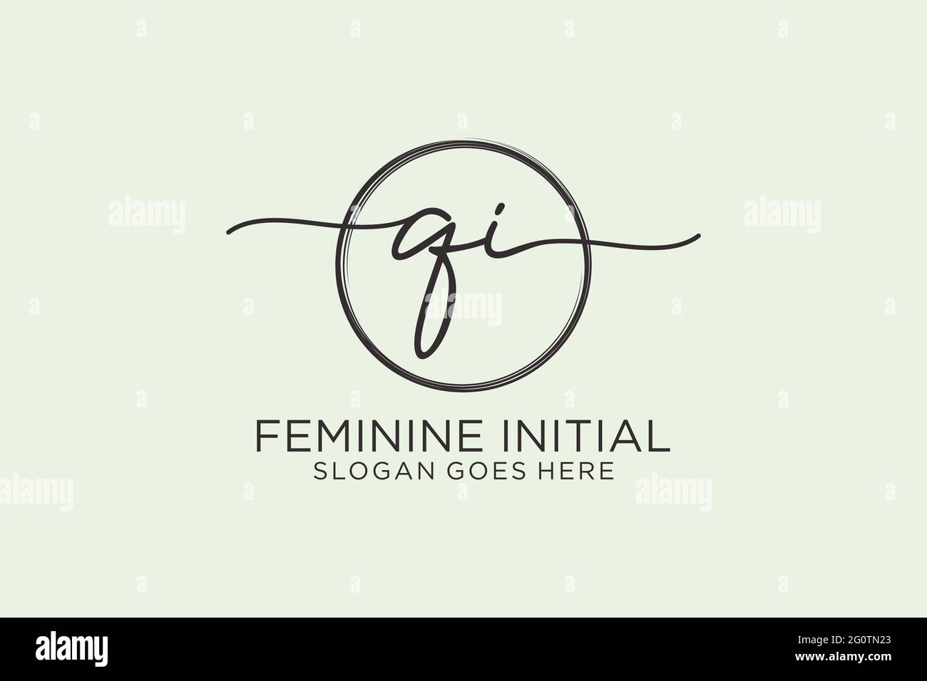 QI handwriting logo with circle template vector logo of initial ...