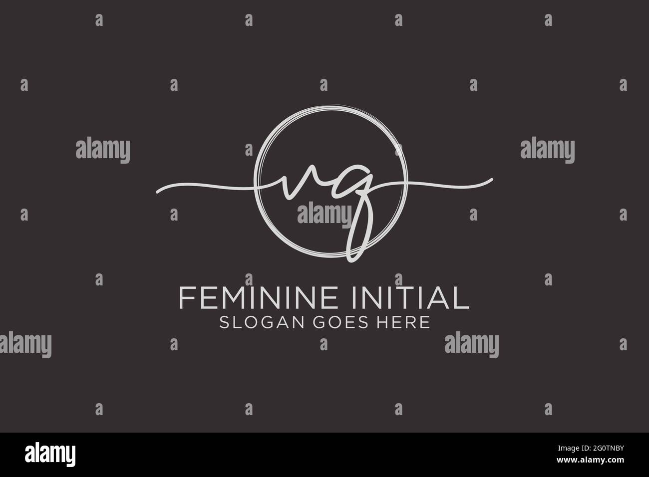 VQ handwriting logo with circle template vector logo of initial ...
