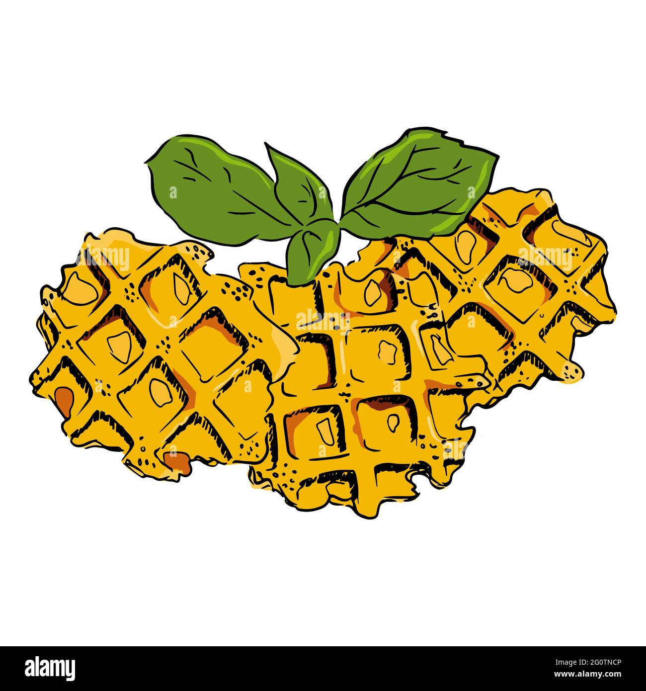 Tasty Belgian waffles hand drawn sketch. Vector illustration Stock ...