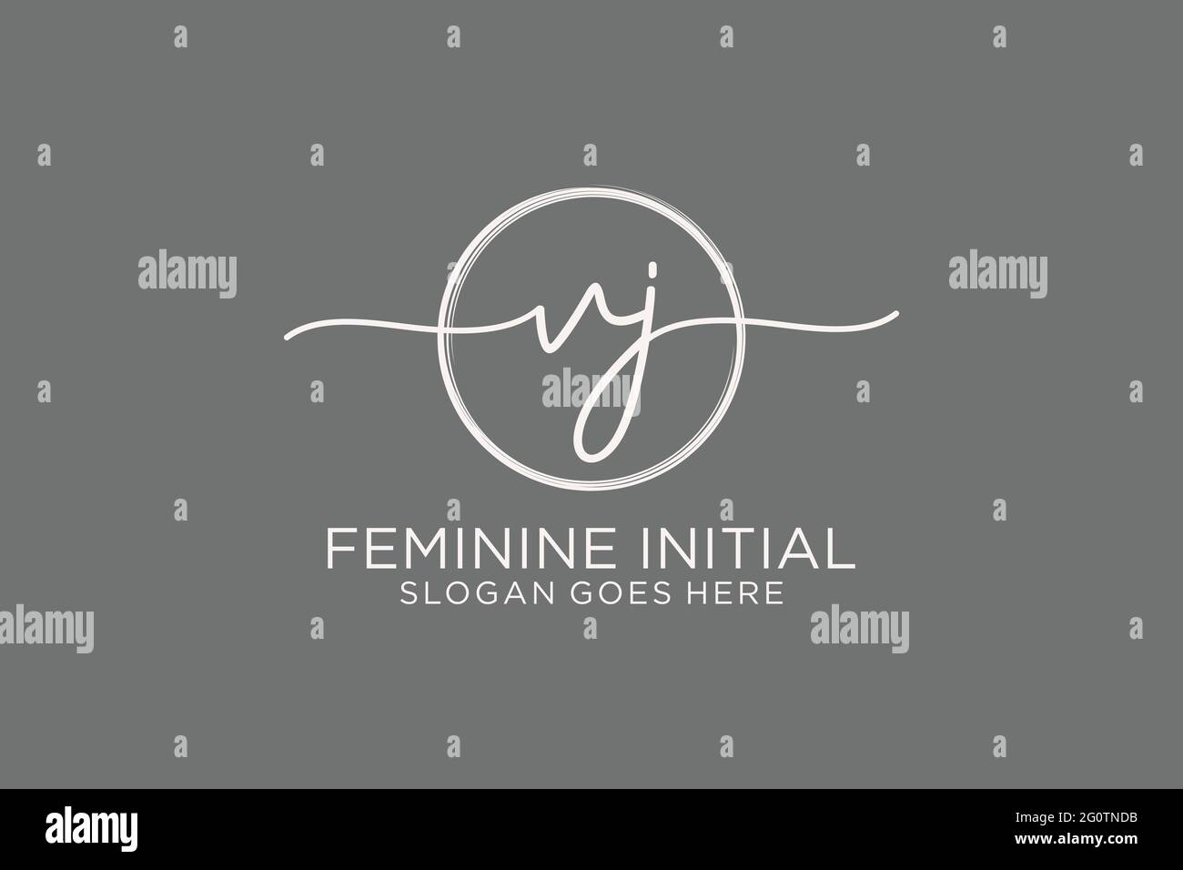VJ handwriting logo with circle template vector logo of initial ...