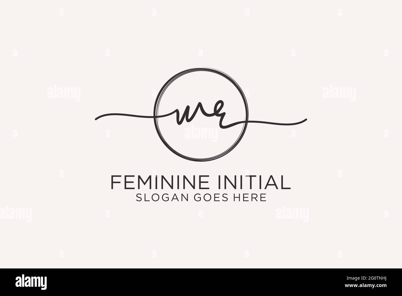 WR handwriting logo with circle template vector logo of initial ...