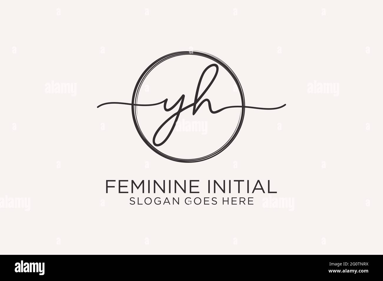 YH handwriting logo with circle template vector logo of initial ...