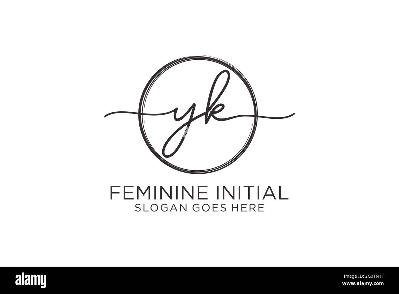 YK handwriting logo with circle template vector logo of initial ...