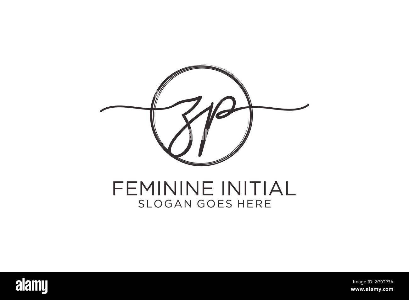 ZP handwriting logo with circle template vector logo of initial ...