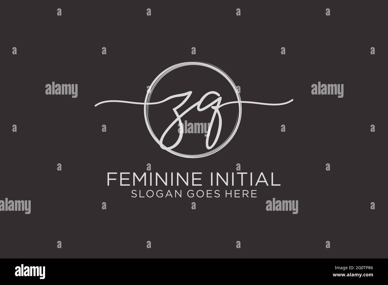 ZQ handwriting logo with circle template vector logo of initial ...