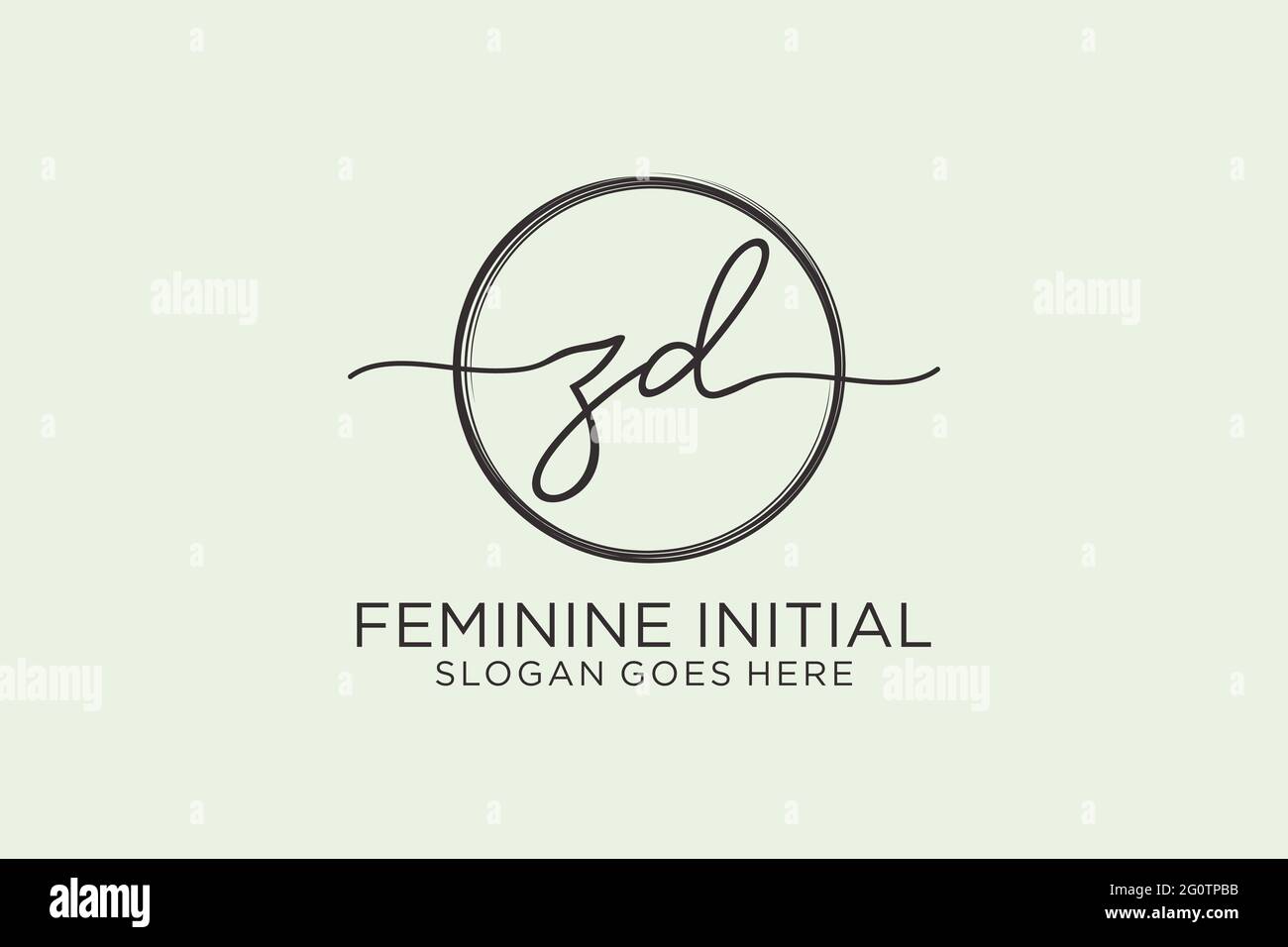 ZD handwriting logo with circle template vector logo of initial ...