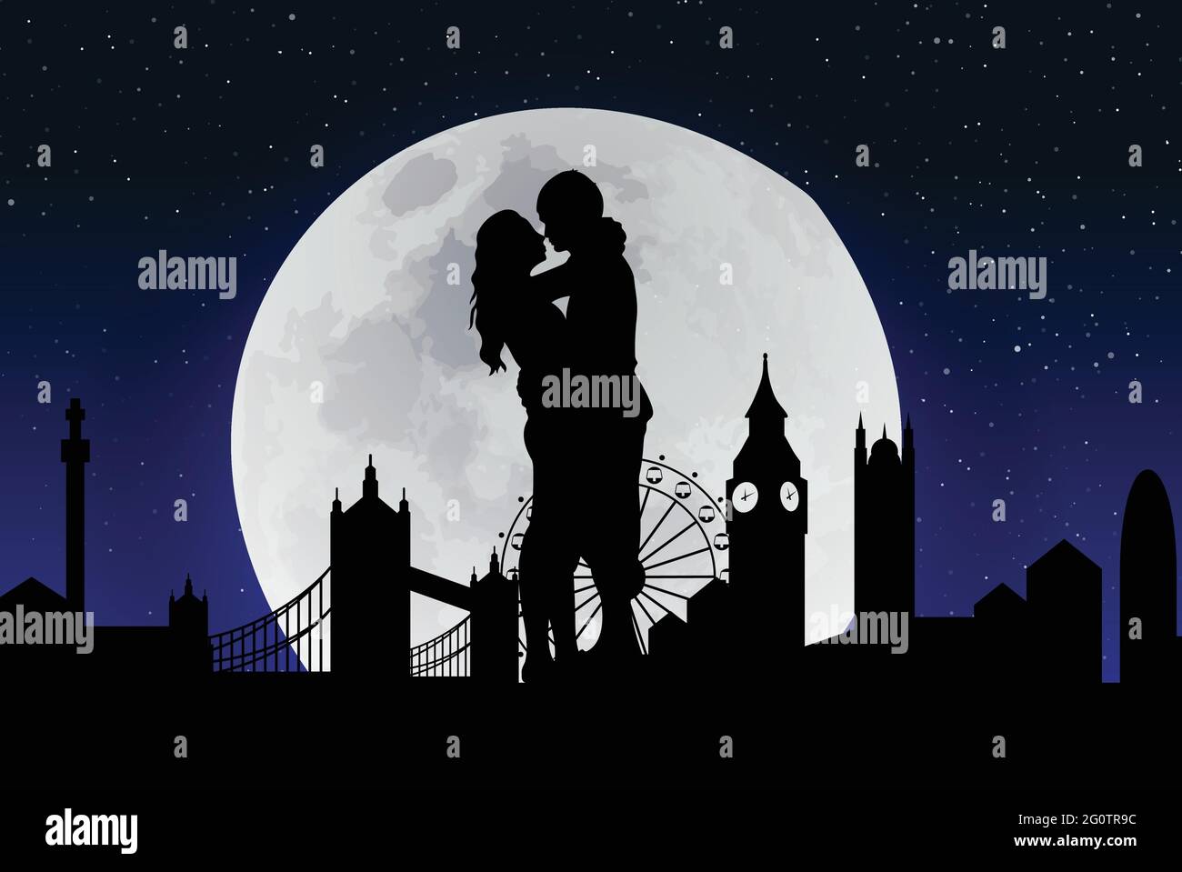 Full Moon Couple love icon logo design vector illustration Stock Vector ...