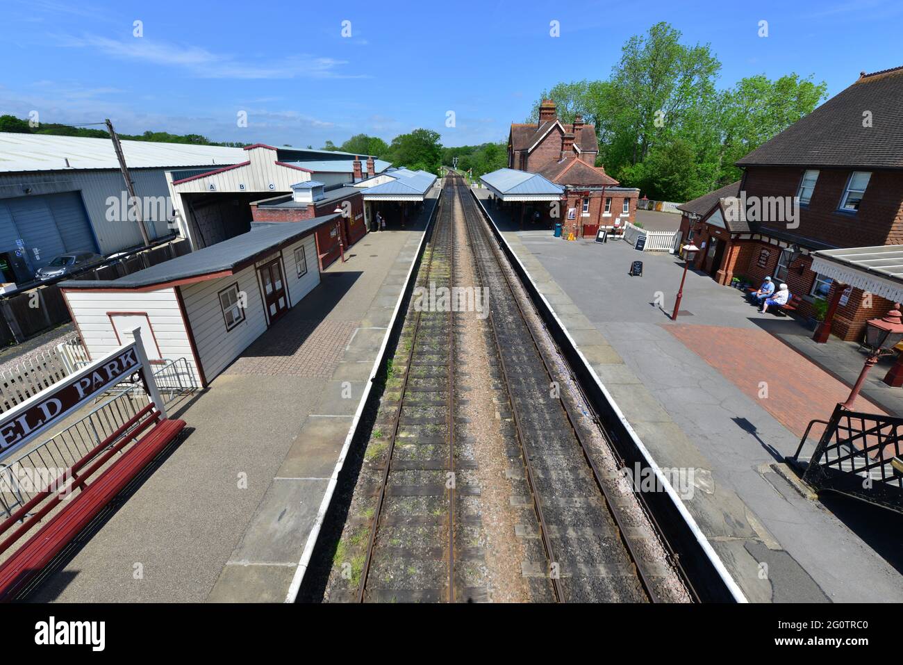 Sheffield Park Station From The Footbridge On 3 June 2021 Stock Photo sheffield-park-station-from-the-footbridge-on-3-june-2021-stock-photo