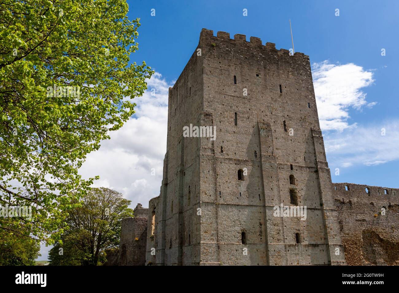 The Norman Keep of Portchester Castle, Portchester, Hampshire, UK Stock Photo