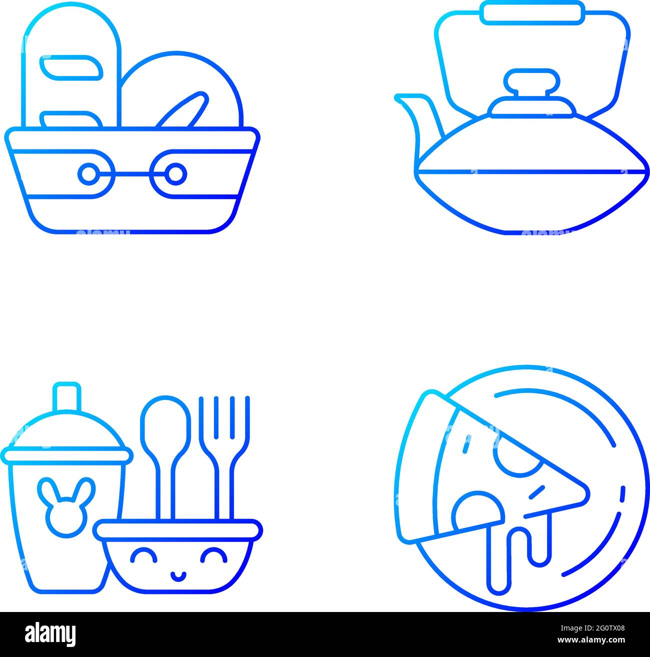Kitcken dinnerware gradient linear vector icons set Stock Vector