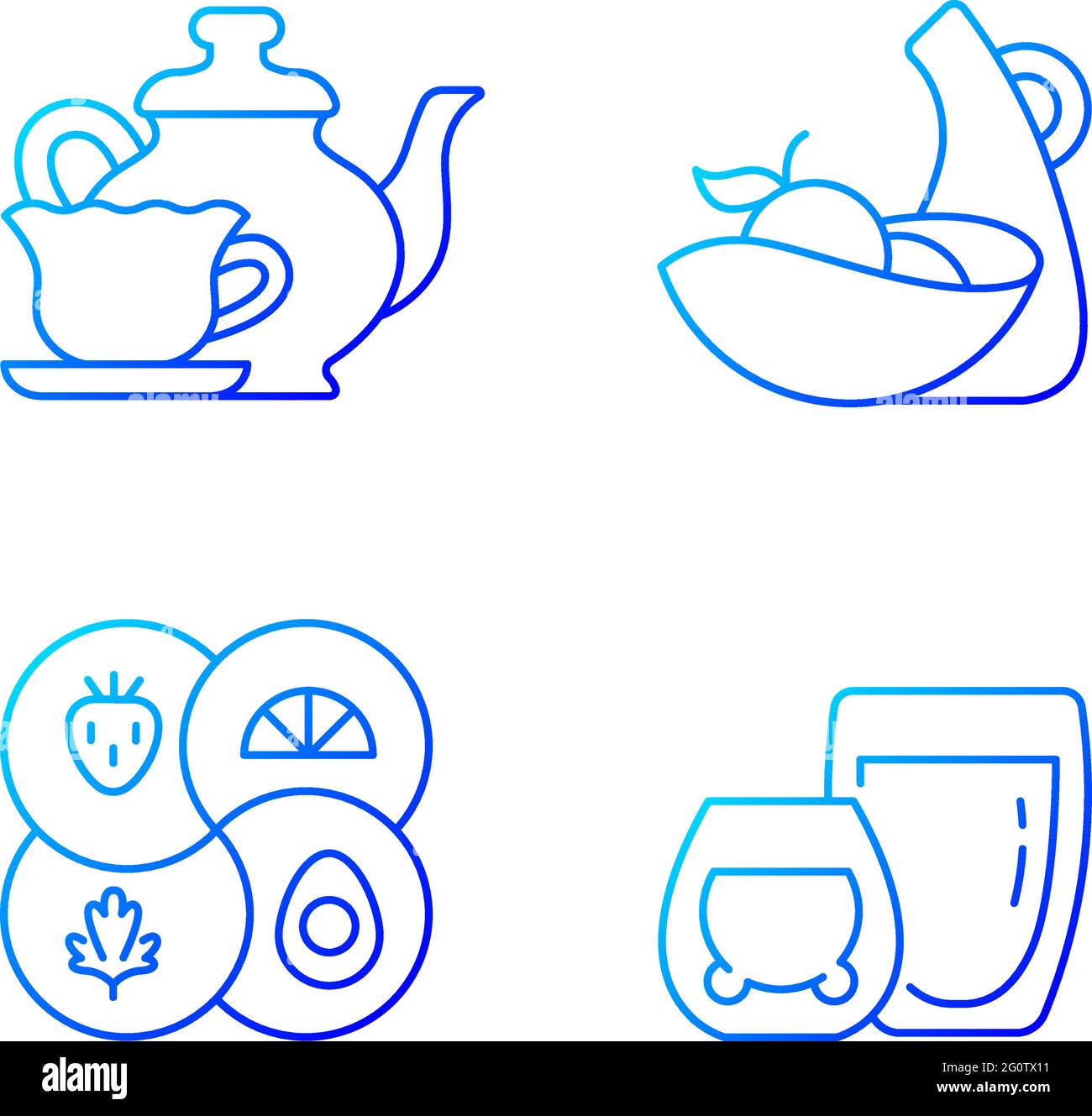 Trendy kitchenware gradient linear vector icons set Stock Vector
