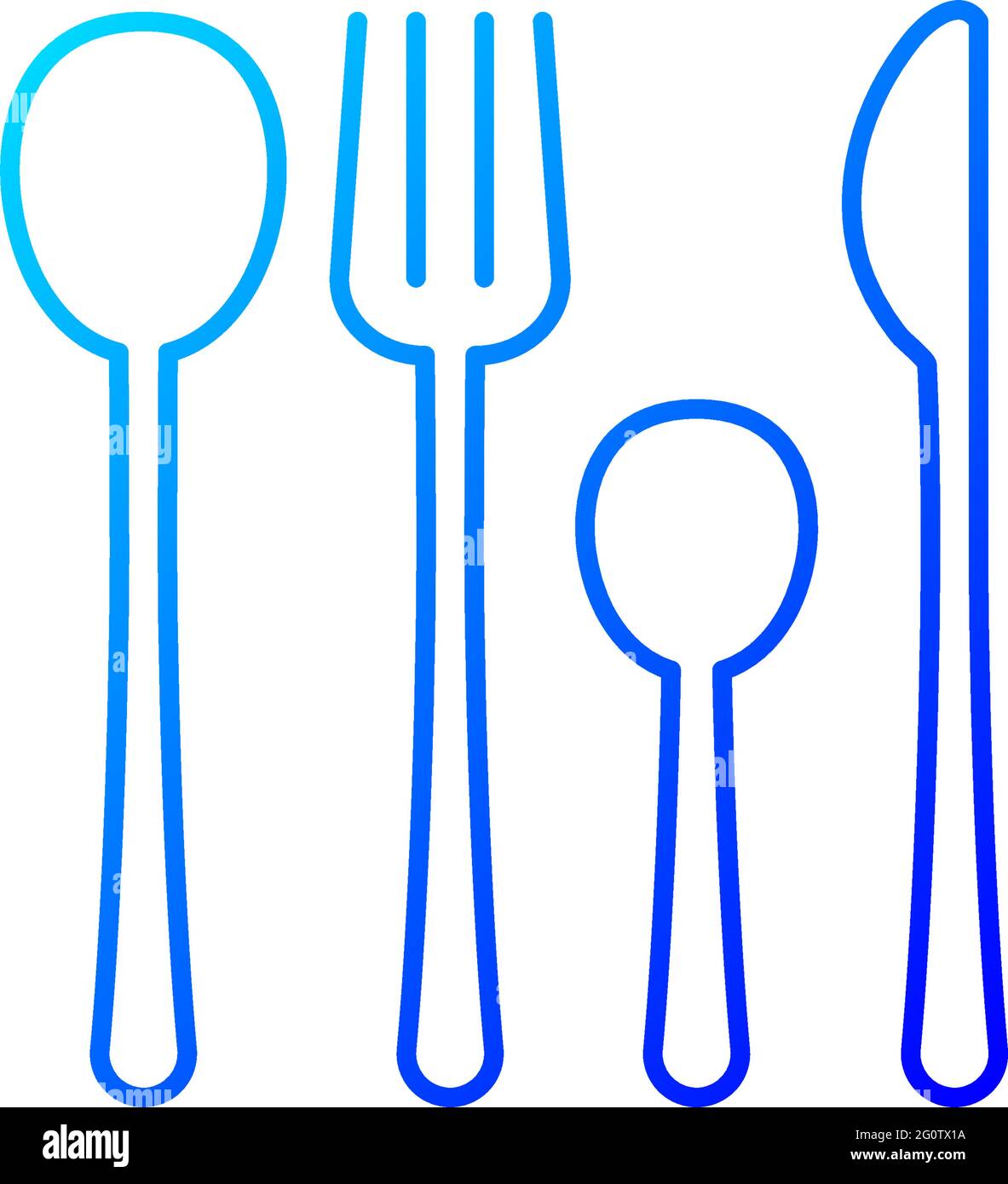 Forks, knives and spoons gradient linear vector icon Stock Vector