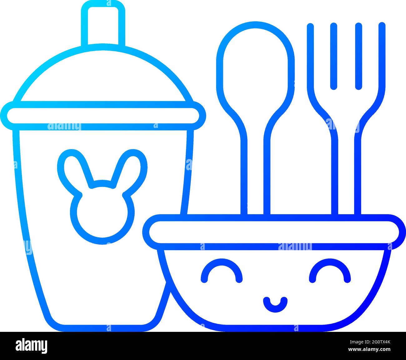 Kids dinnerware gradient linear vector icon Stock Vector