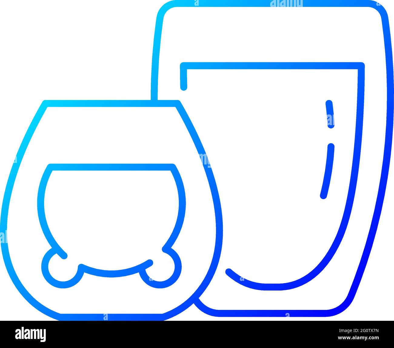 Double glass cups gradient linear vector icon Stock Vector