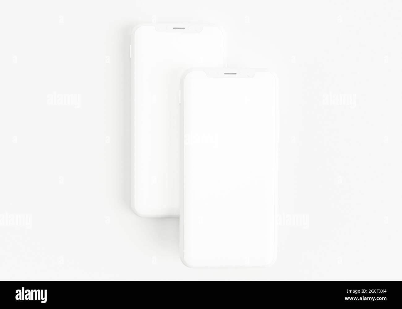 3d render illustration generic phone mock up in a white design high key ...