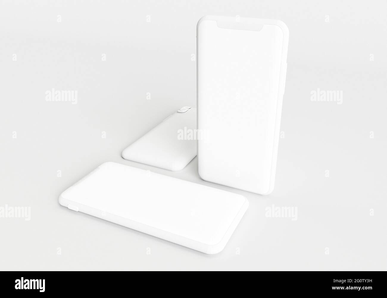 3d render illustration generic phone mock up in a white design high key ...