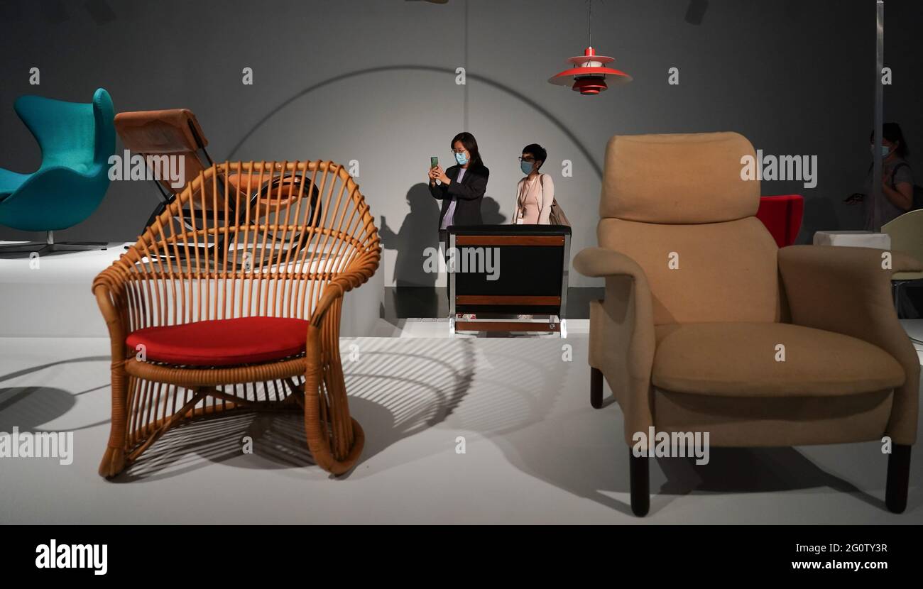 Beijing, China. 3rd June, 2021. People visit an exhibition in Tsinghua University Art Museum in Beijing, capital of China, June 3, 2021. Displaying a total of 158 modern designs, the exhibition named '100 Years of Design History: The Biagetti-Koenig Collection' is held in Tsinghua University Art Museum. The exhibition will last until August 25. Credit: Chen Zhonghao/Xinhua/Alamy Live News Stock Photo