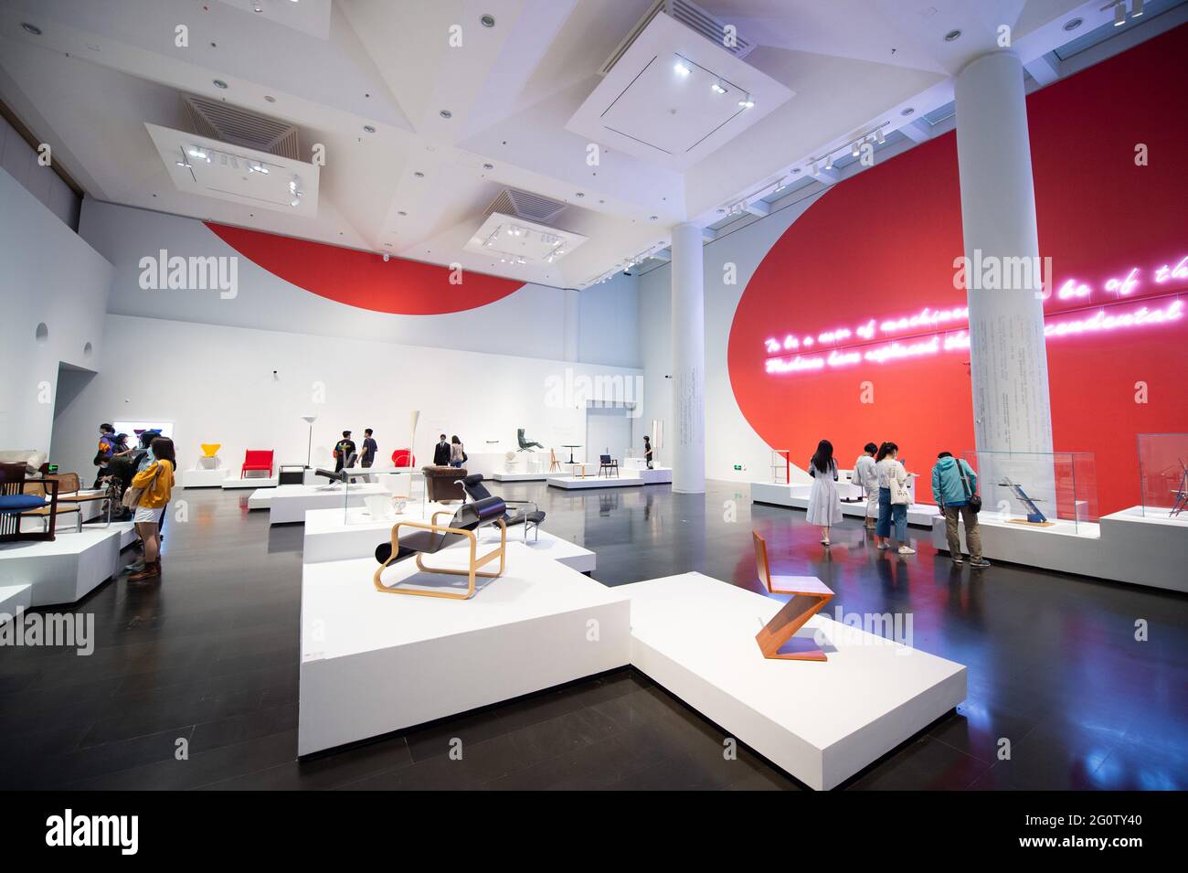 Beijing, China. 3rd June, 2021. People visit an exhibition in Tsinghua University Art Museum in Beijing, capital of China, June 3, 2021. Displaying a total of 158 modern designs, the exhibition named '100 Years of Design History: The Biagetti-Koenig Collection' is held in Tsinghua University Art Museum. The exhibition will last until August 25. Credit: Chen Zhonghao/Xinhua/Alamy Live News Stock Photo
