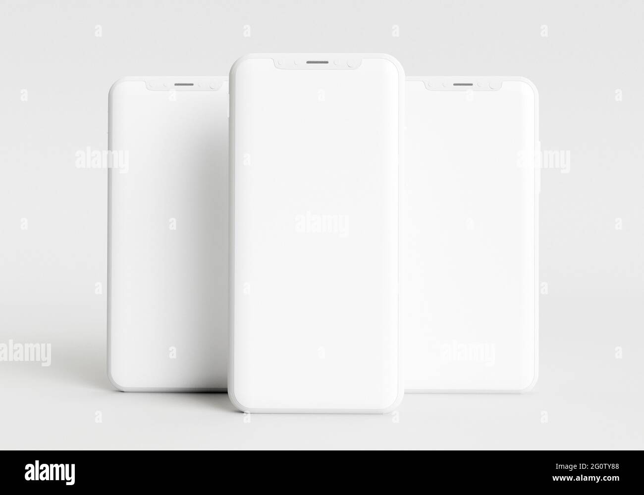 3d render illustration generic phone mock up in a white design high key ...