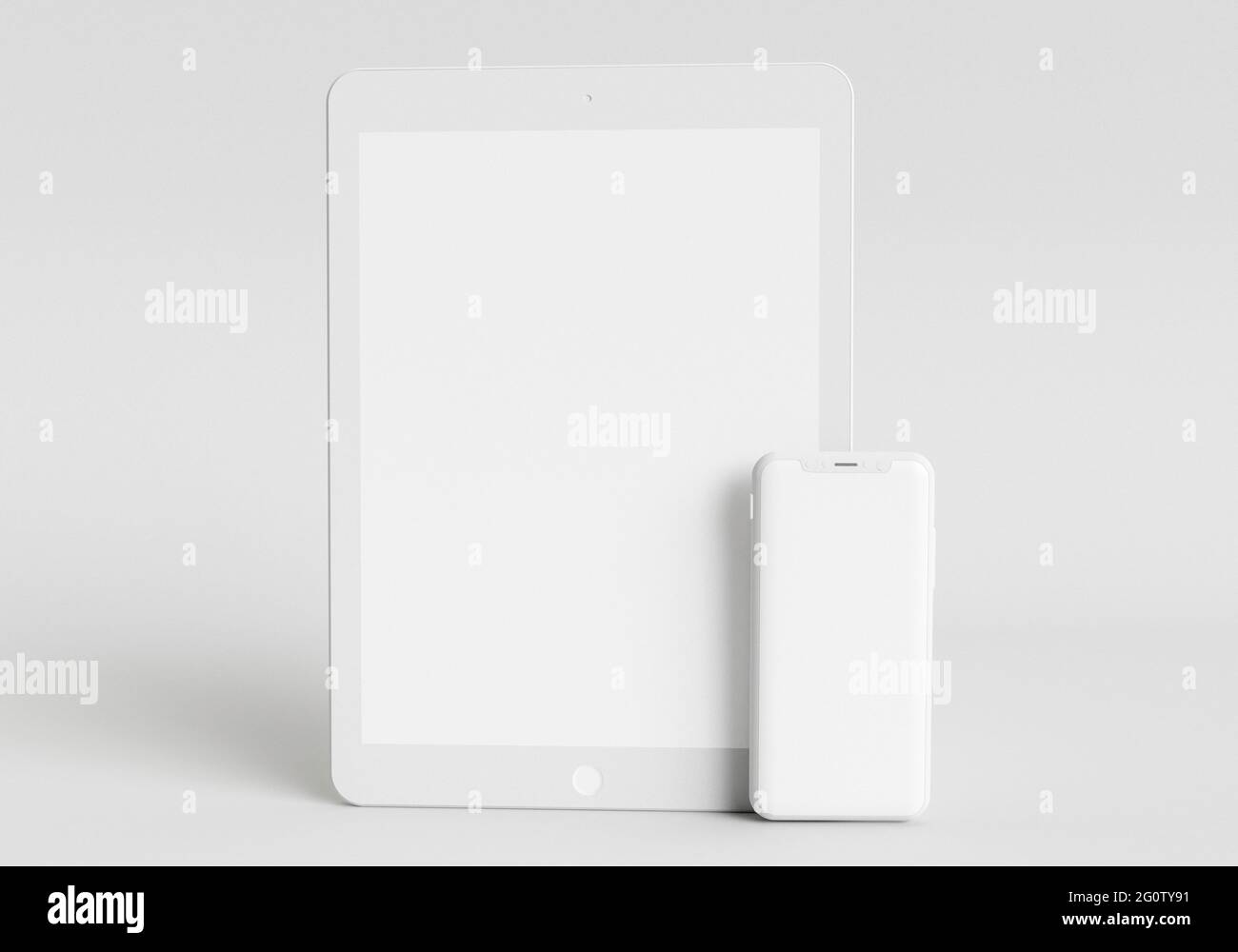 3d render illustration generic phone mock up in a white design high key ...