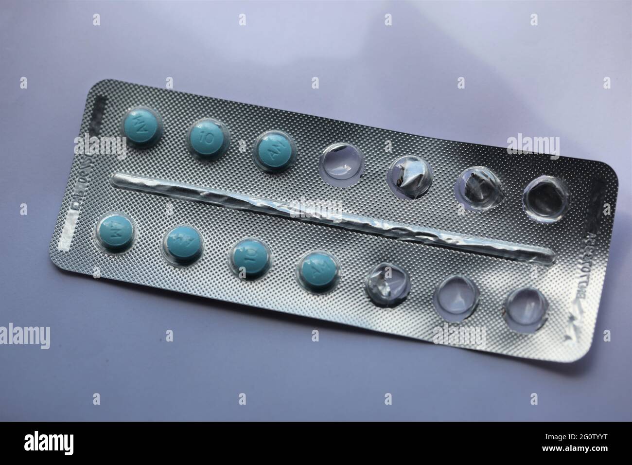 Close-up of film-coated Amitriptyline tablets Stock Photo