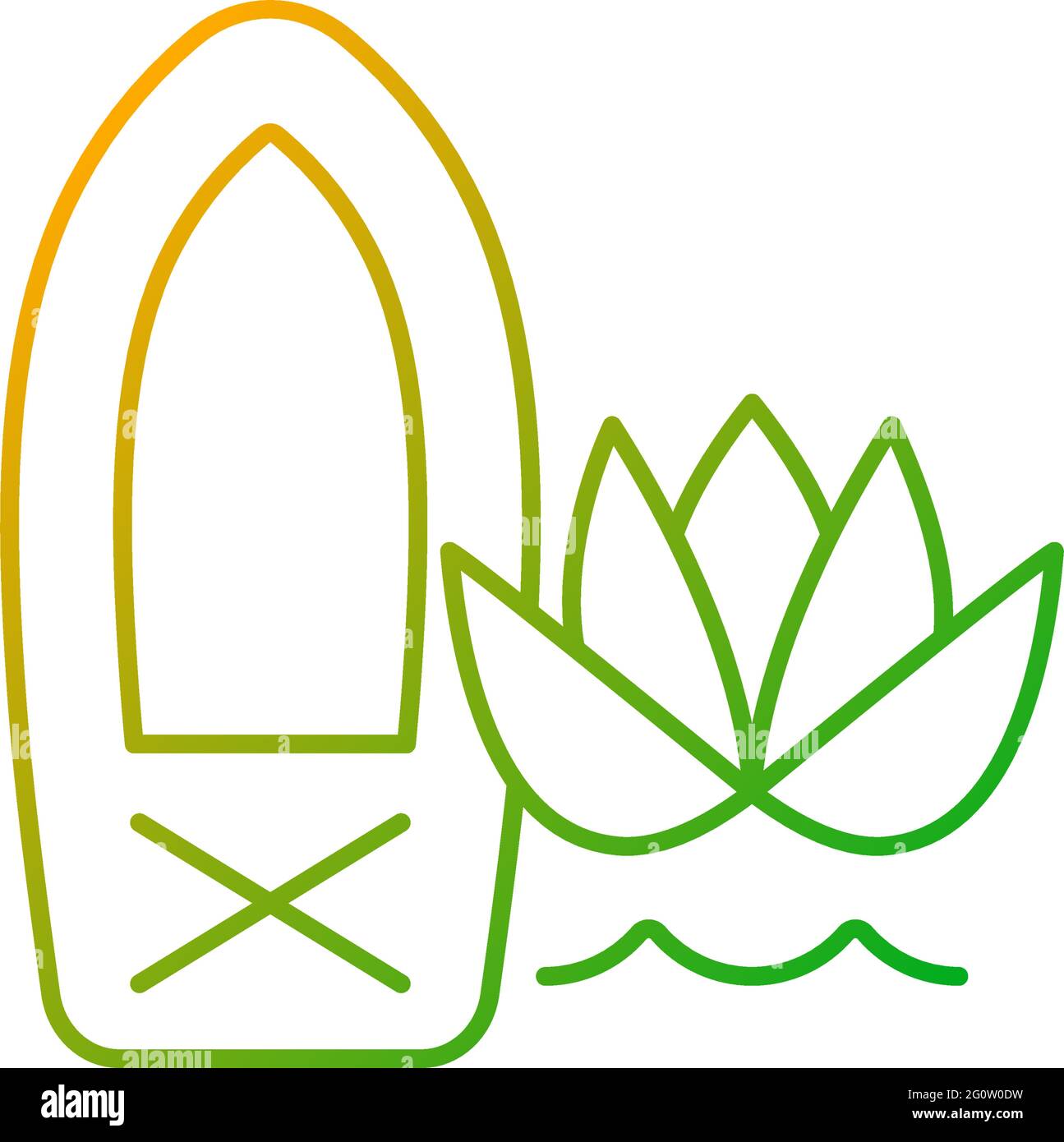 Stand up paddle board yoga gradient linear vector icon Stock Vector