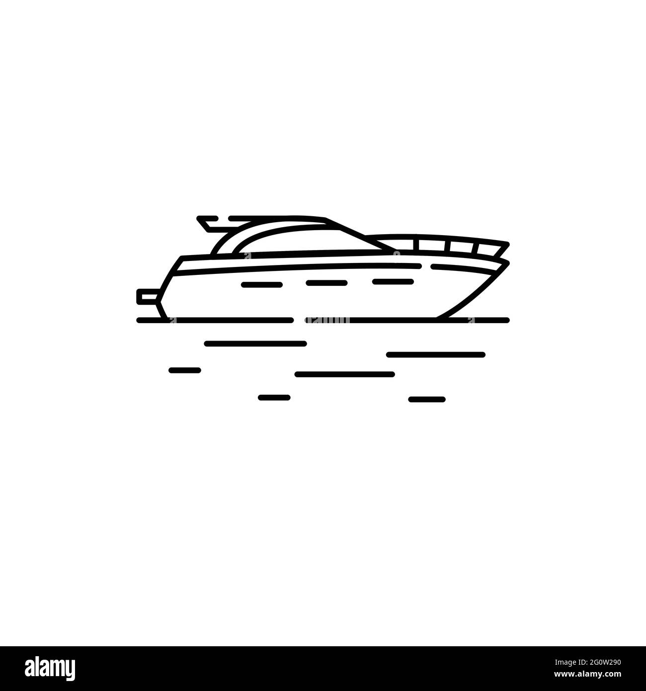 Speedboat color line icon. Isolated vector element. Outline pictogram ...