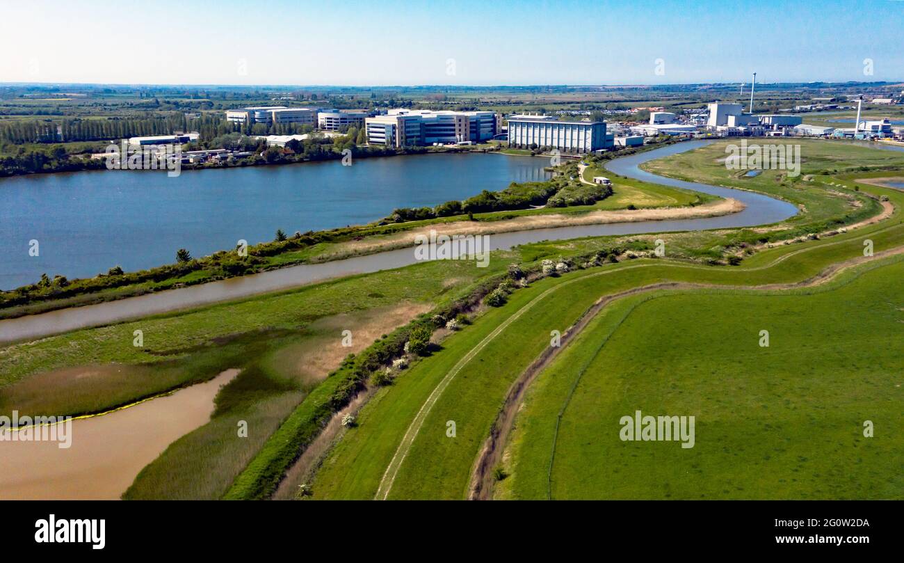 Aerial view of the Discovery Park,  Sandwich, Kent Stock Photo