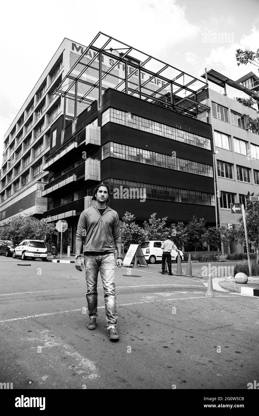 JOHANNESBURG, SOUTH AFRICA - Jan 05, 2021: Johannesburg, South Africa - October 26, 2012: Real Estate Mogul, Jonathan Liebman walking in streets of Ma Stock Photo