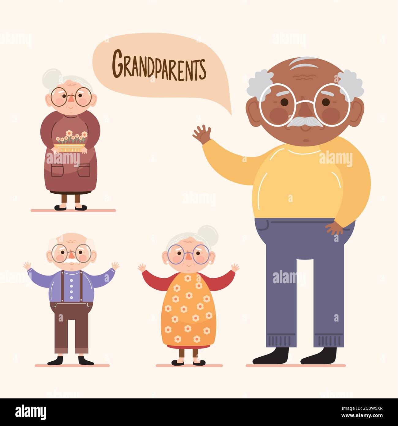 four grandparents characters Stock Vector