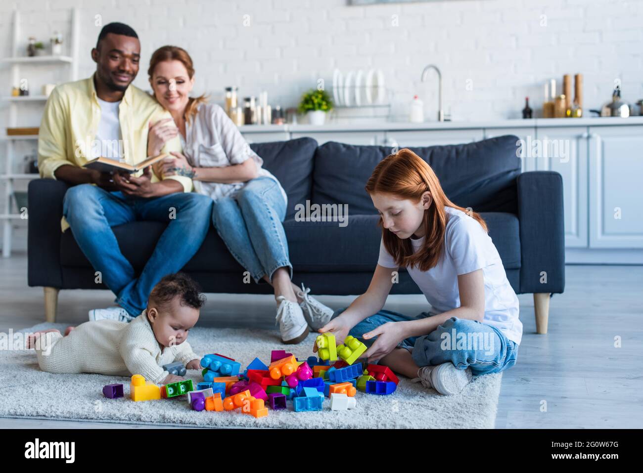 Preteen girl on sofa hi-res stock photography and images - Alamy
