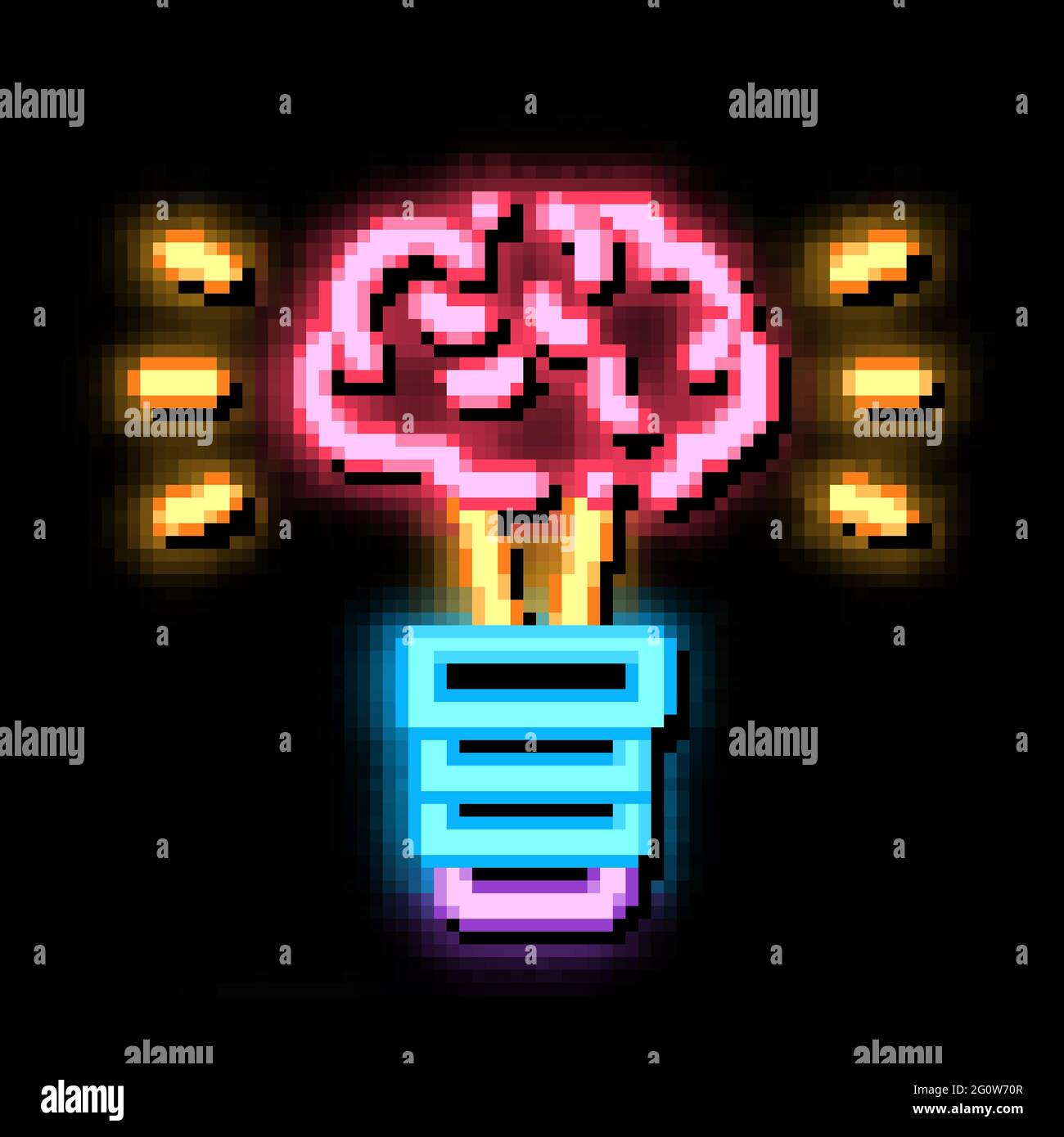 Brain Idea Lamp neon glow icon illustration Stock Vector Image & Art ...