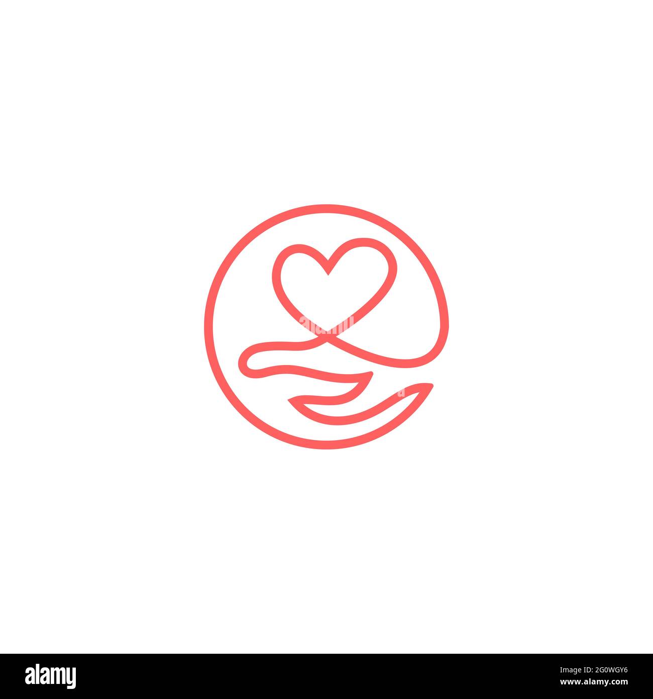 love and hands form a circle, with line design Stock Vector