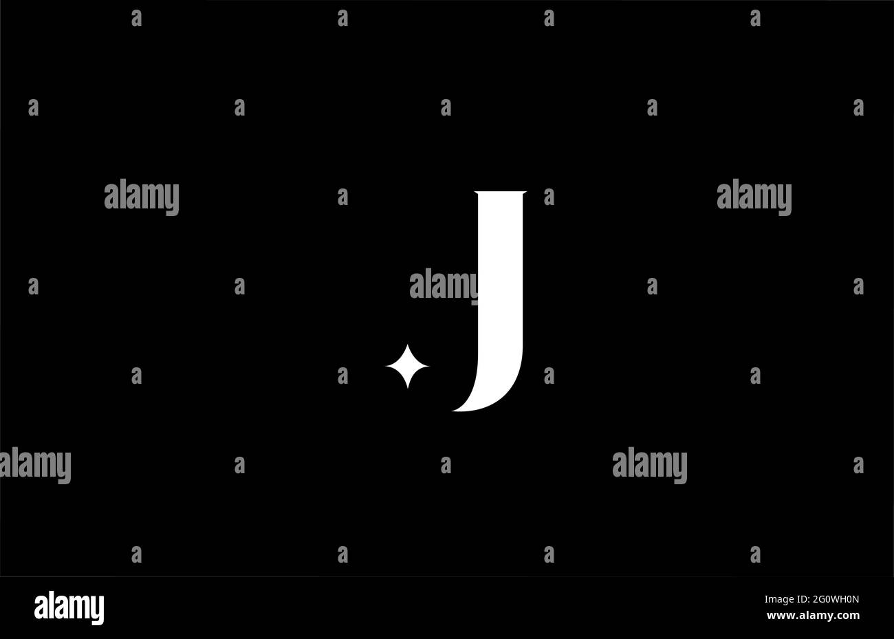 J alphabet letter logo for business and company. Creative lettering in black and white. Corporate identity branding icon design Stock Photo